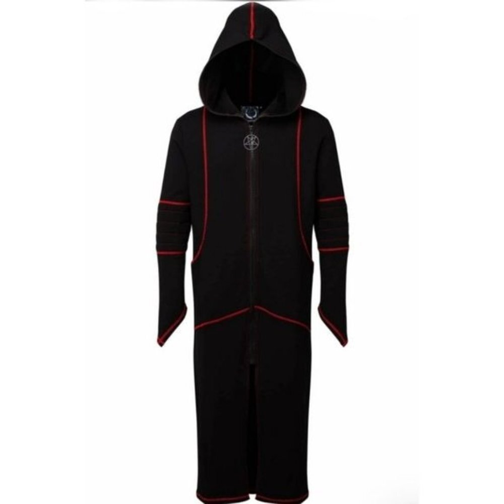 Killstar ✦ Darkside Longline Hooded Jacket ✦ Black Cotton Blend Zip Front Gothic